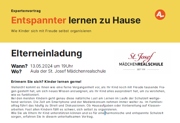 Elterninfoabend 2024 - Lernen Lernen